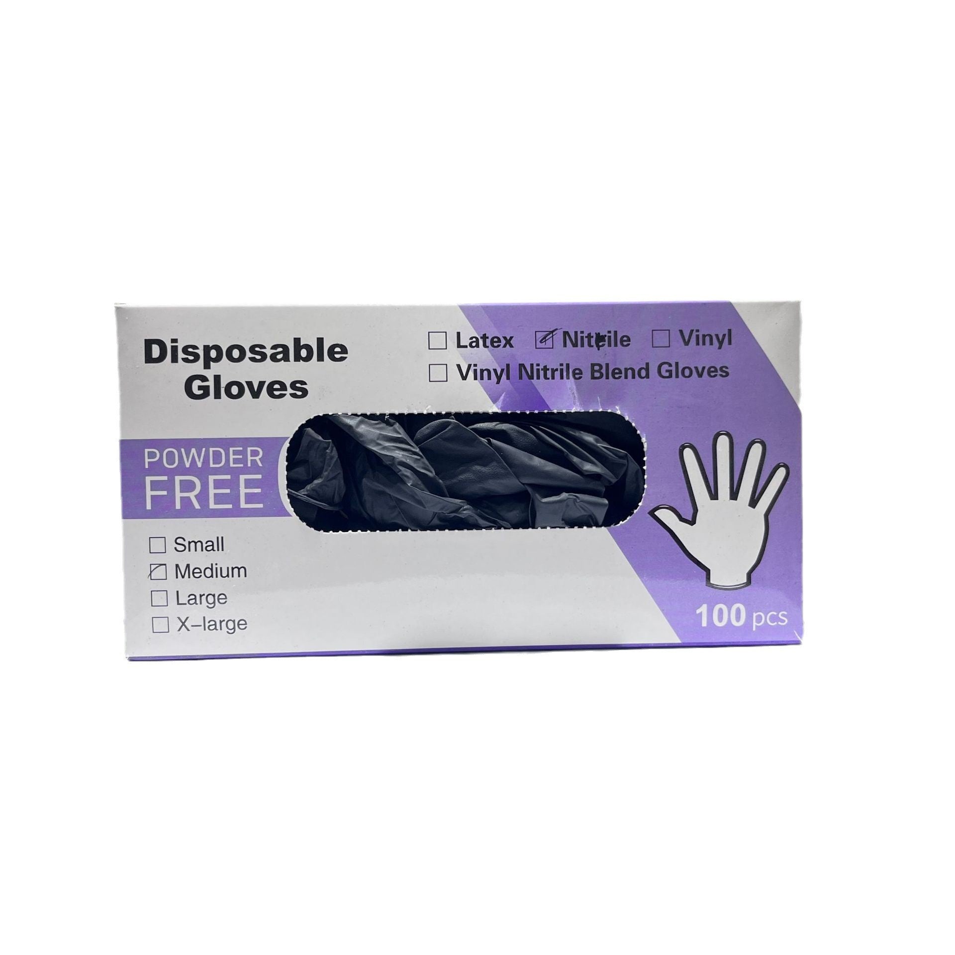 Nitrile Exam Gloves, Black, Medium, 100-ct Box, 4-mil, Latex-Free, Powder-Free, Food-Safe